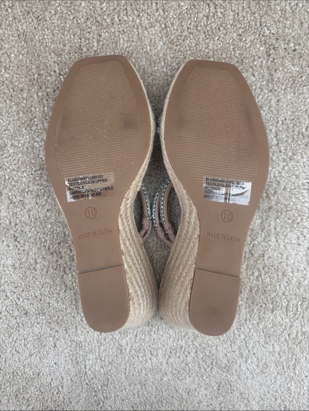 Steve Madden Silver Crystal-Strap Espadrille Wedge Sandals - Picture 2 of 3